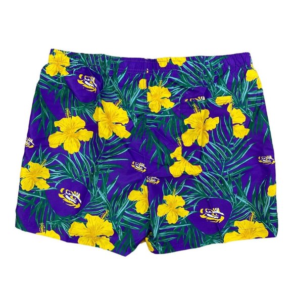 LSU Tigers NCAA Swim Trunks Mens XL Purple Gold Floral Shorts NWT - Picture 8 of 8